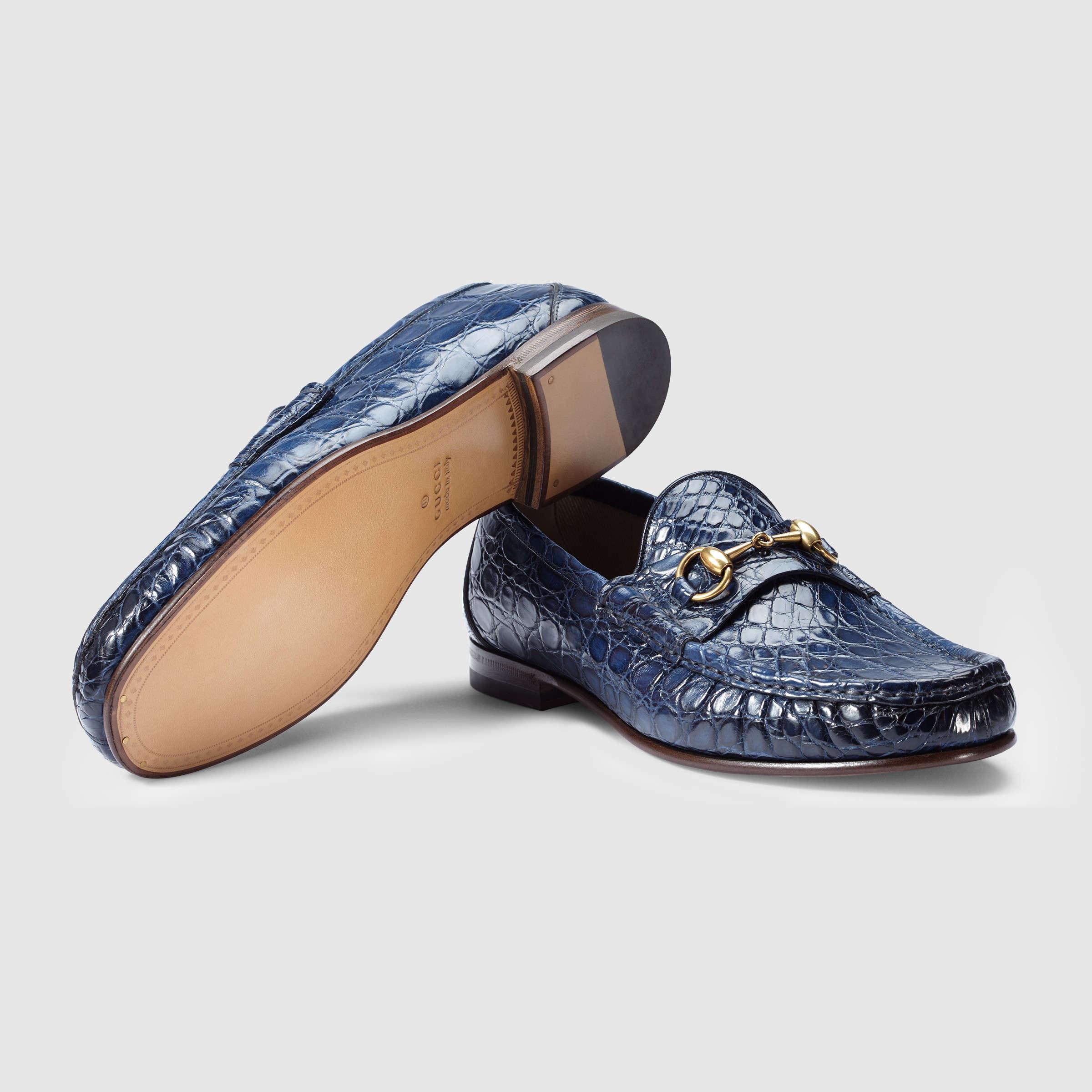 Gucci crocodile horsebit loafers best sale